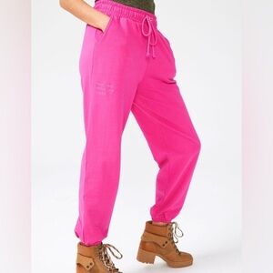 Terez NY Bright Pink Barbie Wear What Makes You Happy Sweatpants